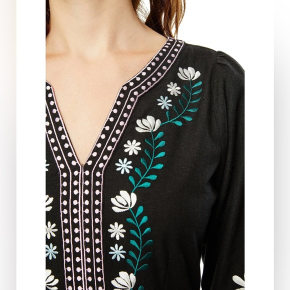 ROLLER RABBIT  Black Dress with Floral Embroidery size XL - Picture 3 of 13